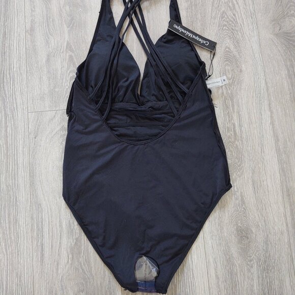 NWT Catherine Malandrino Deep V with Strappy Very Low Back One Piece Swimsuit - Picture 12 of 16